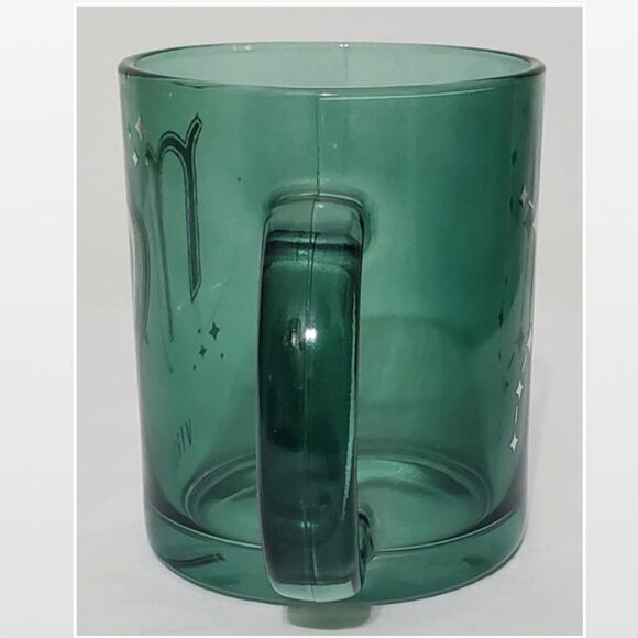 New Coffee Glass Virgo Zodiac Green Transparent Silver Star Constellation NWT - Picture 6 of 13